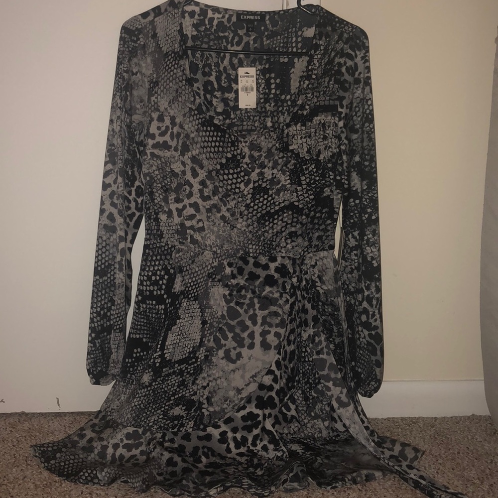 Express snake skin and leopard dress